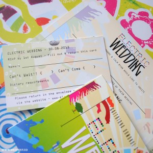 electric wedding festival wedding invites