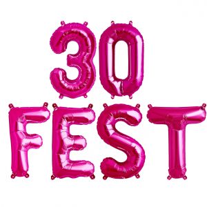 30fest 30th birthday party foil balloons pink