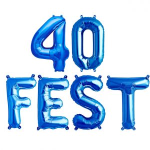 40fest 40th birthday party foil balloons blue