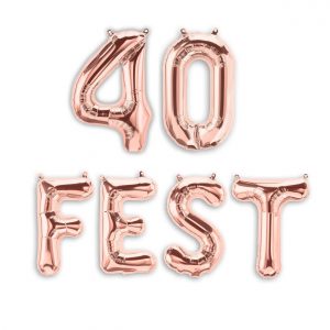 ROSE GOLD 40fest 40th birthday party foil balloons