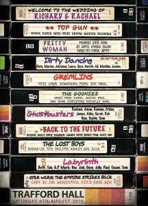 vhs retro 80s movies wedding table plans