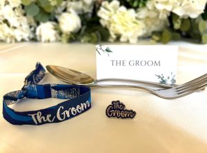 groom wristband badge wedding place name