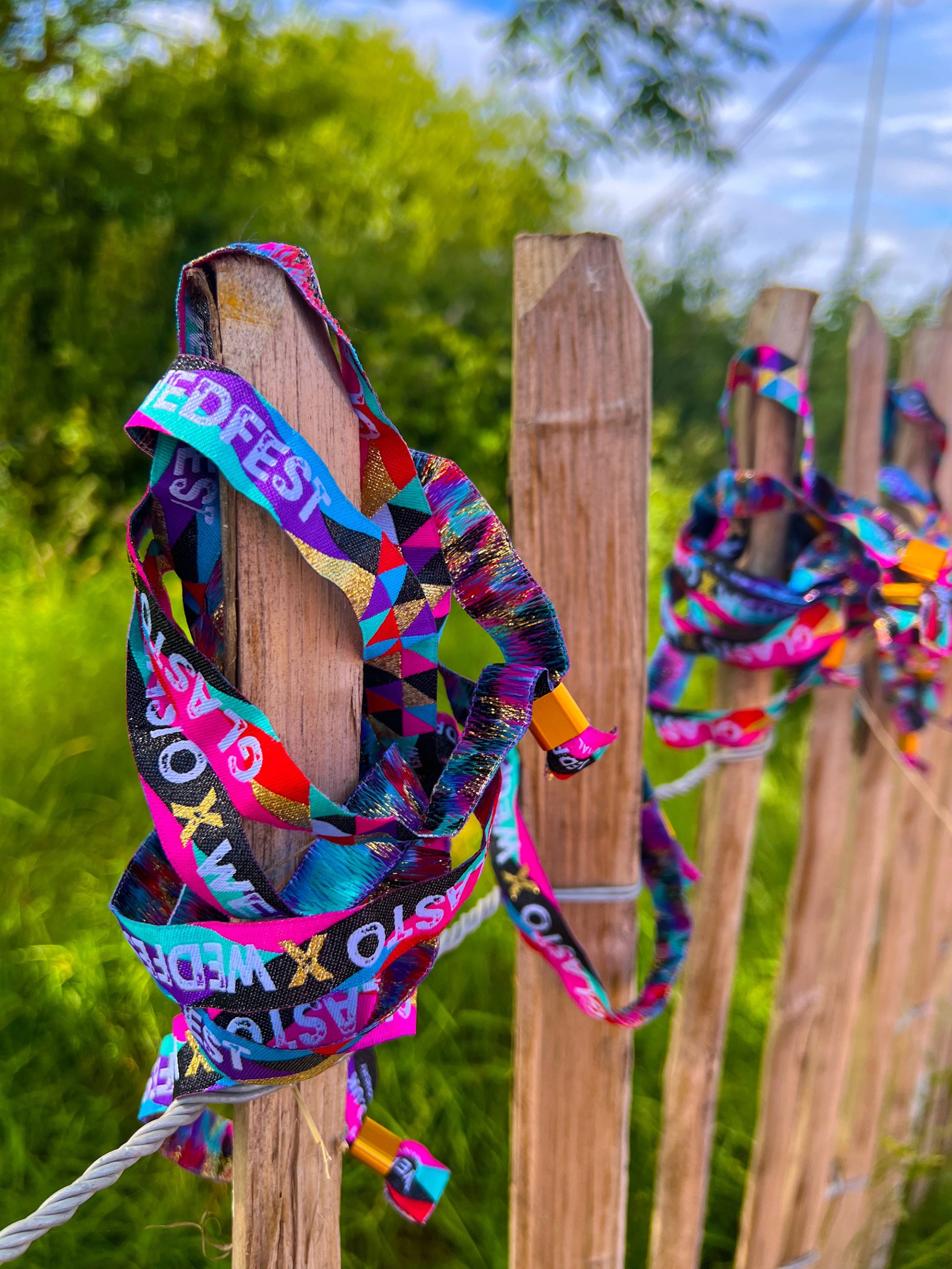 glasto x wedfest festival wristbands at glastonbury festival 2024