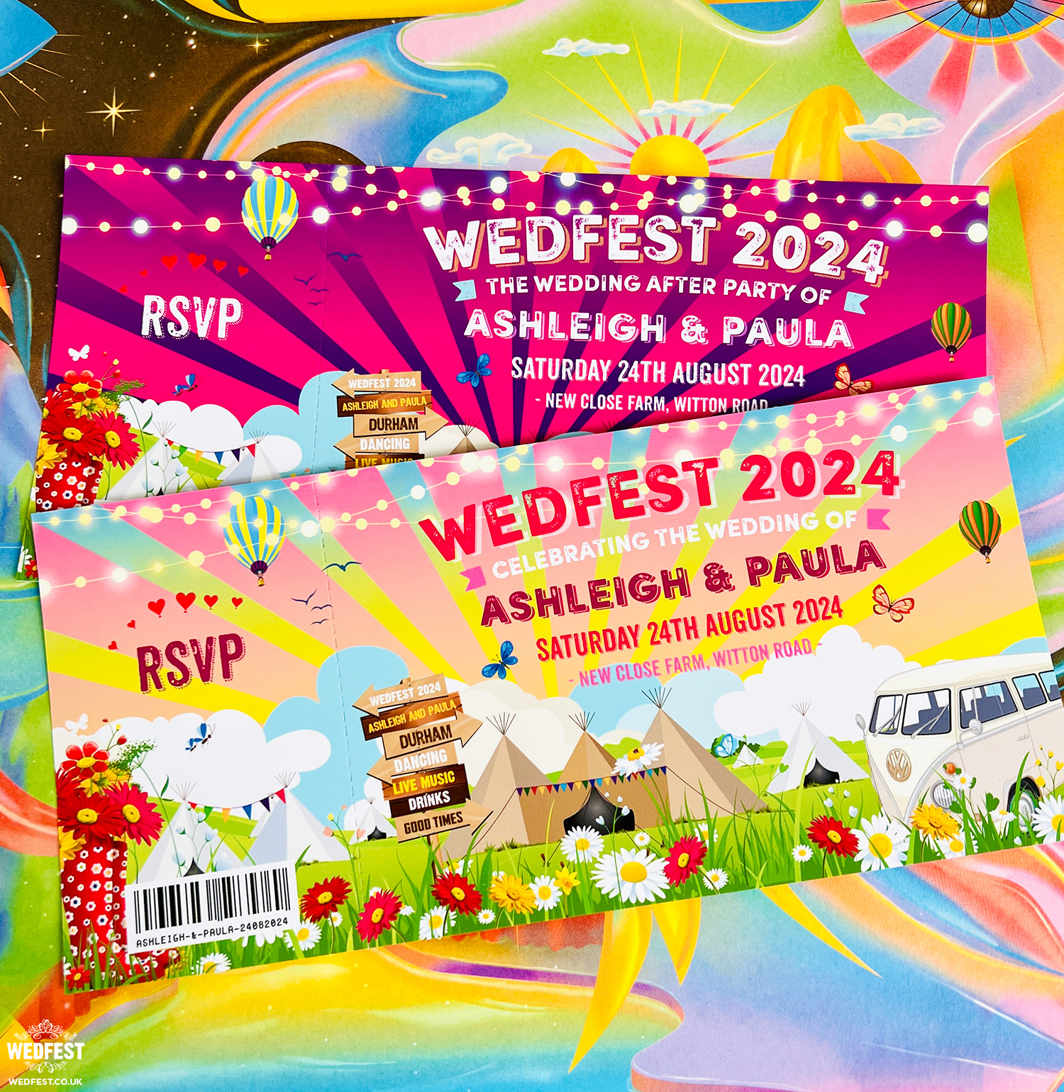 wedfest festival tipi wedding invitation