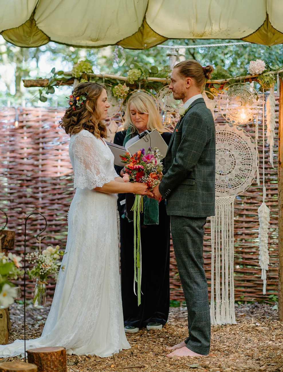 adam hannah festival wedding cockley woodland wedding