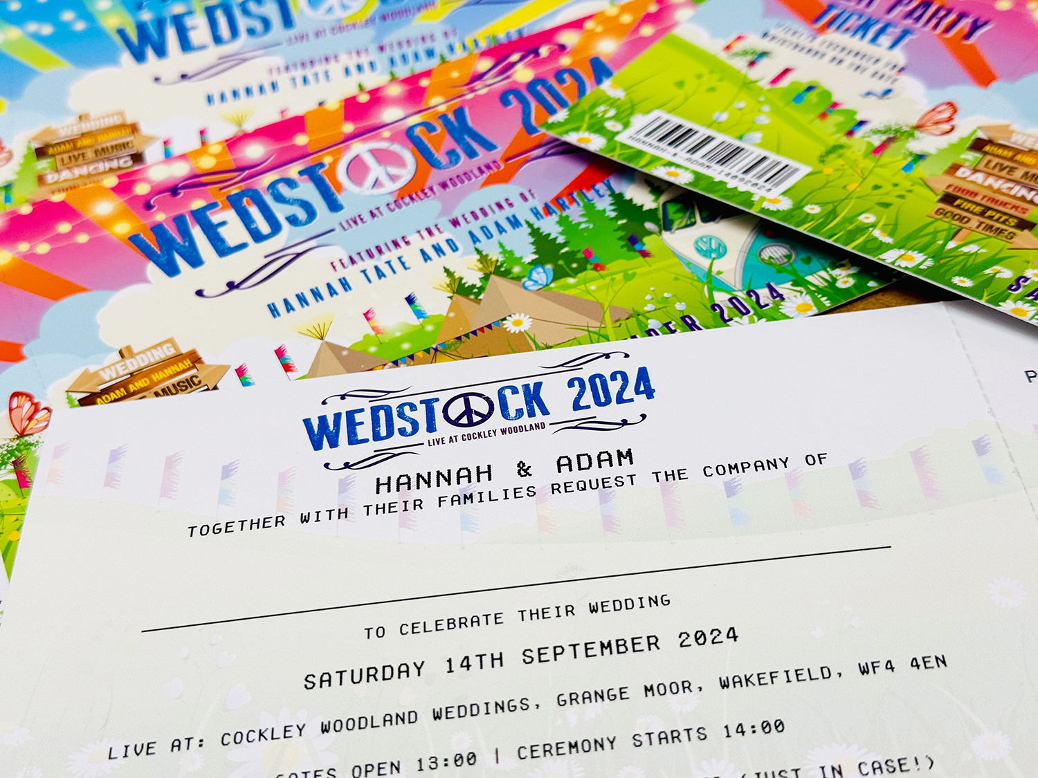 festival ticket wedding invite